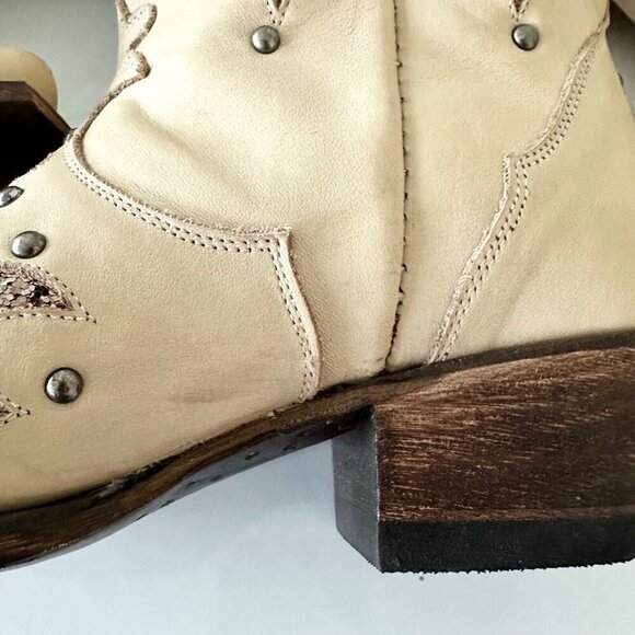 NEW Lane Womens Cowboy Boots 6 Tan Gold Western Cowgirl Mid Calf Pointed Toe - Picture 12 of 14